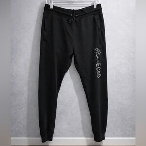 Marc Ecko Cut & Sew Black Jogger Sweatpants Mens Medium Logo Drawstring Athletic